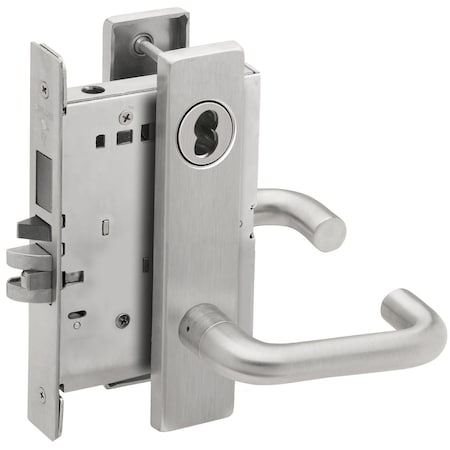 Storeroom Mortise Lock With Deadbolt, 03L Design, SFIC Prep, Less Core, Satin Chrome